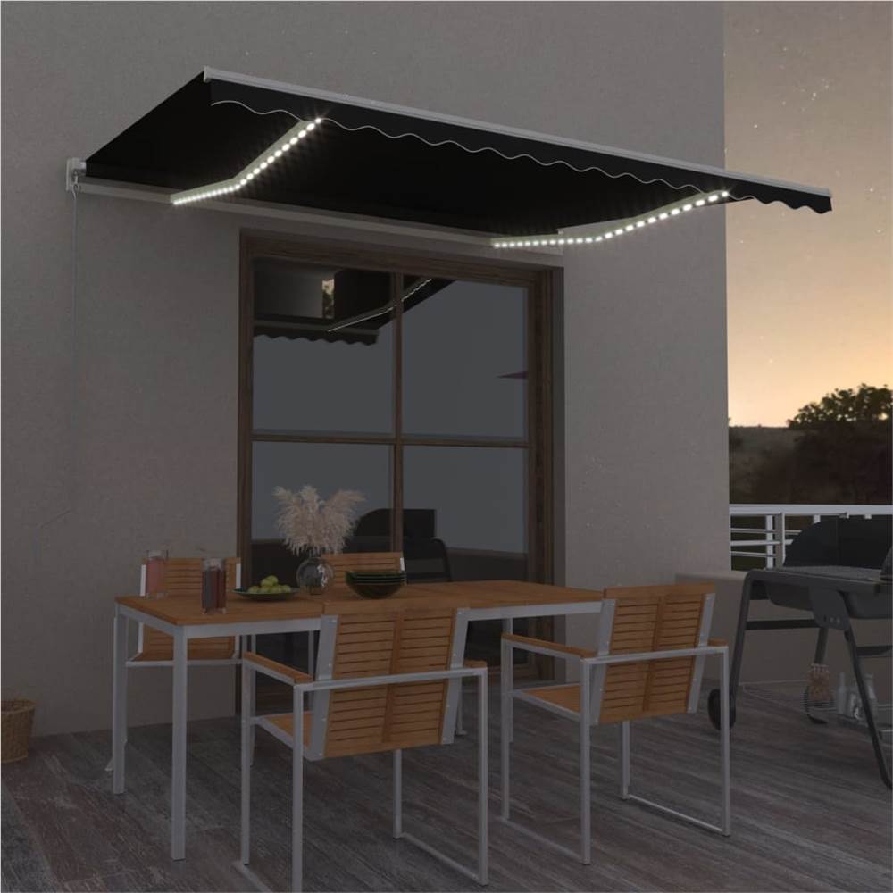 

Manual Retractable Awning with LED 400x350 cm Anthracite