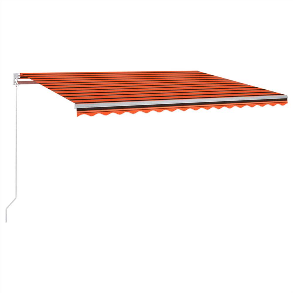 Manual Retractable Awning with LED 450x300 cm Orange and Brown