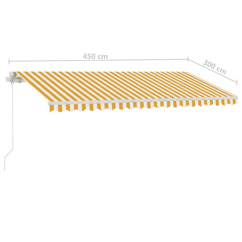 Manual Retractable Awning with LED 450x300 cm Yellow and White