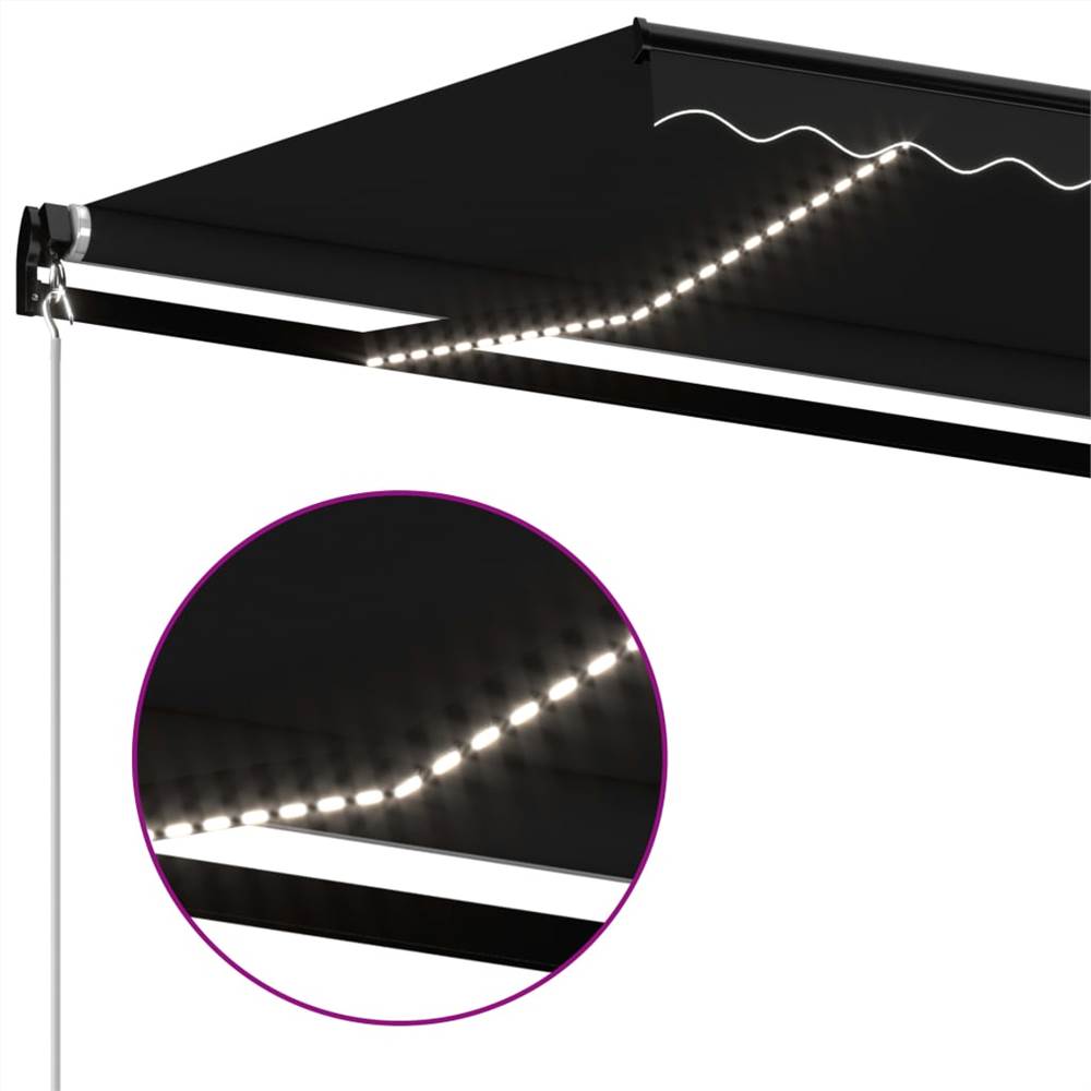 Manual Retractable Awning with LED 450x350 cm Anthracite