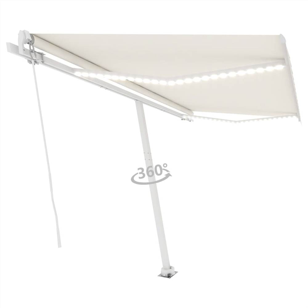 

Manual Retractable Awning with LED 450x350 cm Cream
