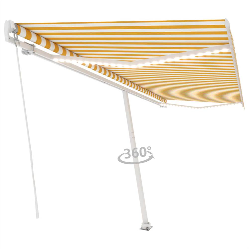Manual Retractable Awning with LED 500x300 cm Yellow and White