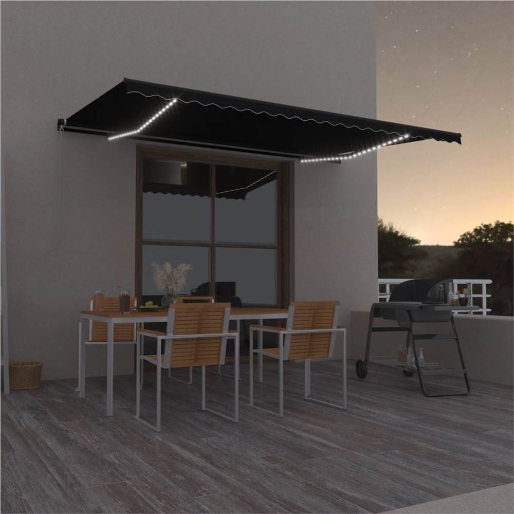 

Manual Retractable Awning with LED 500x350 cm Anthracite