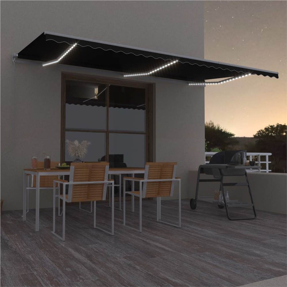 Manual Retractable Awning with LED 600x300 cm Anthracite