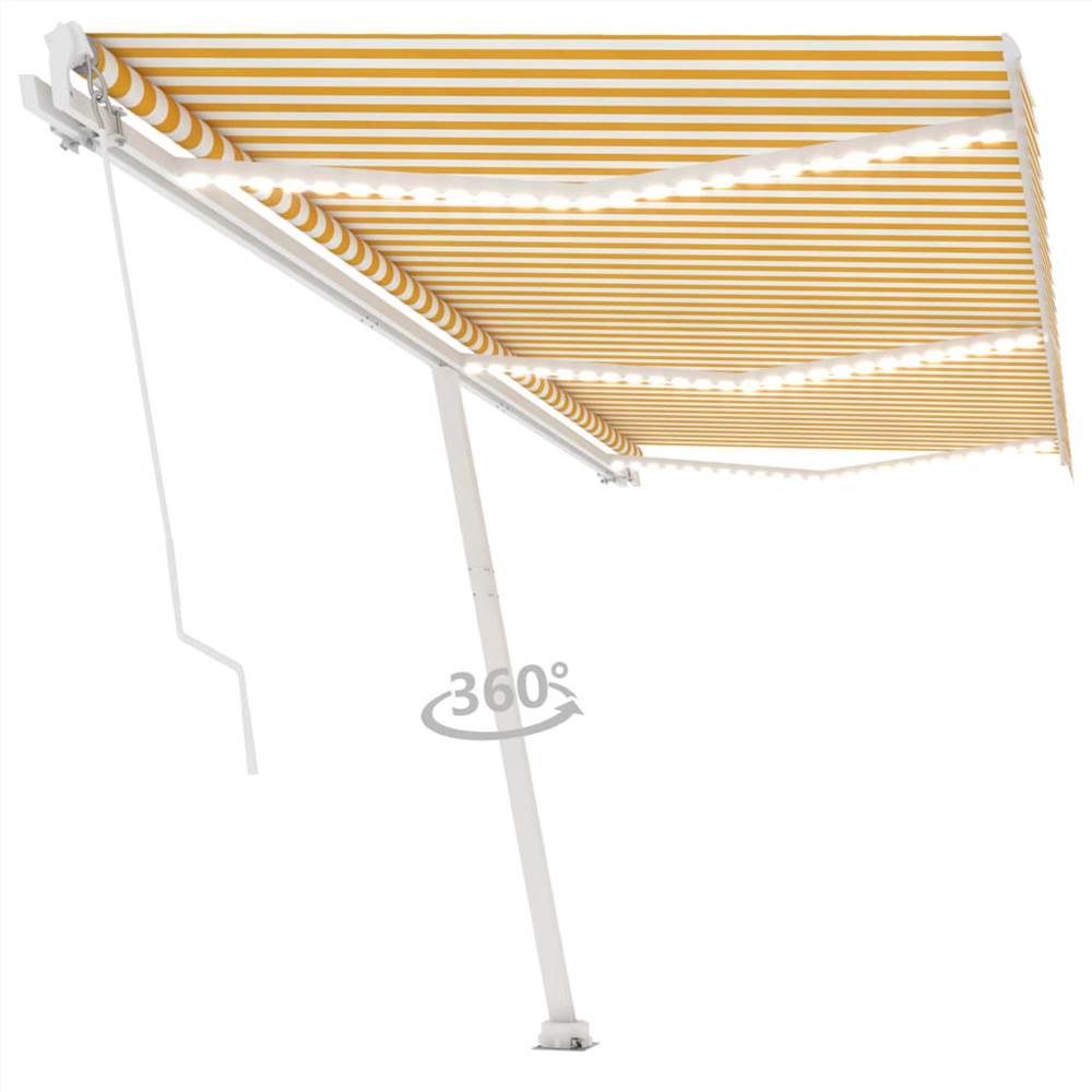 Manual Retractable Awning with LED 600x300 cm Yellow and White