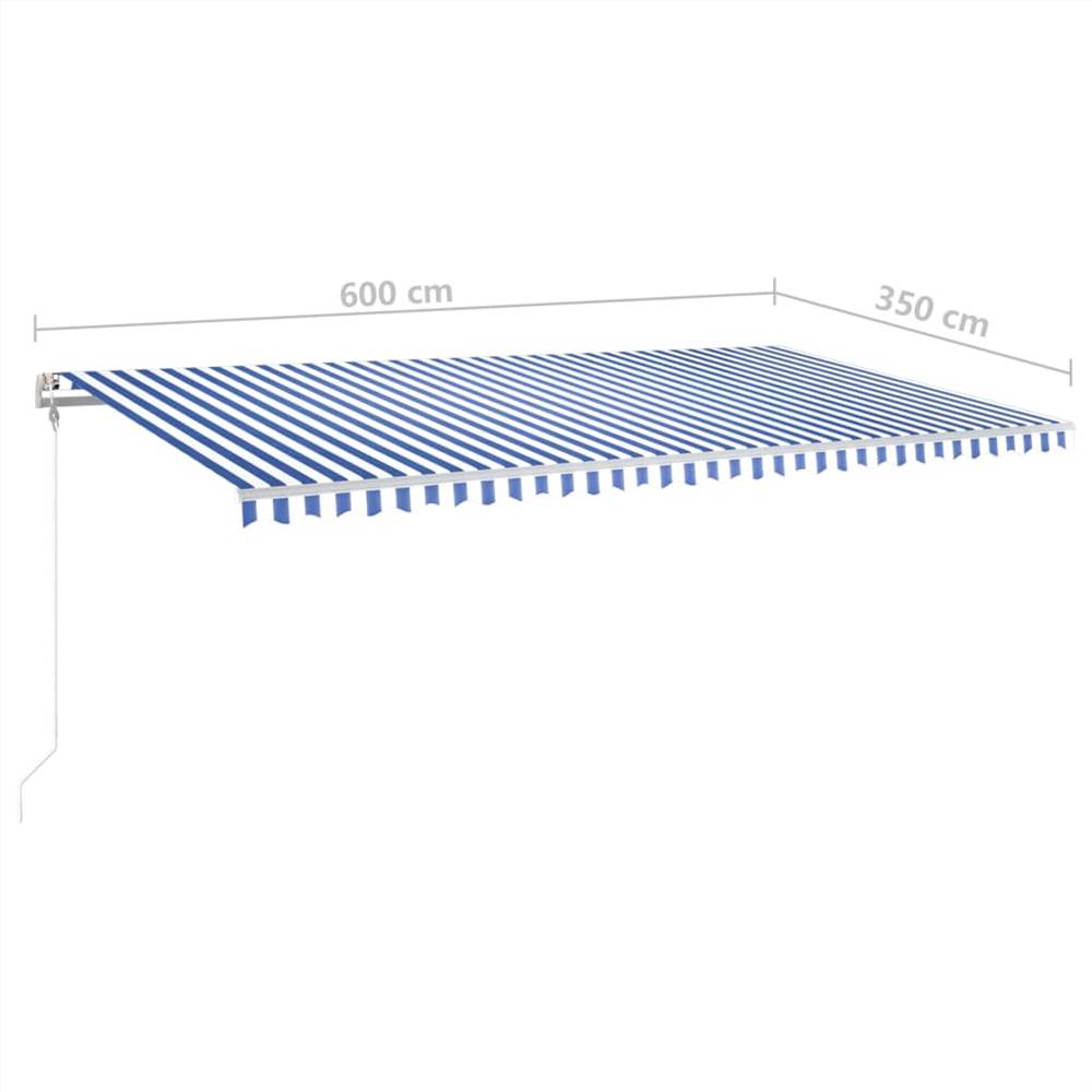 Manual Retractable Awning with Posts 6x3.5 m Blue and White