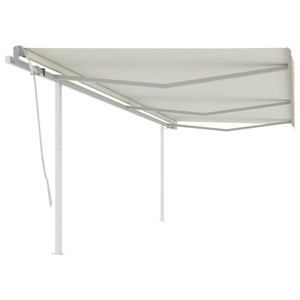 

Manual Retractable Awning with Posts 6x3.5 m Cream