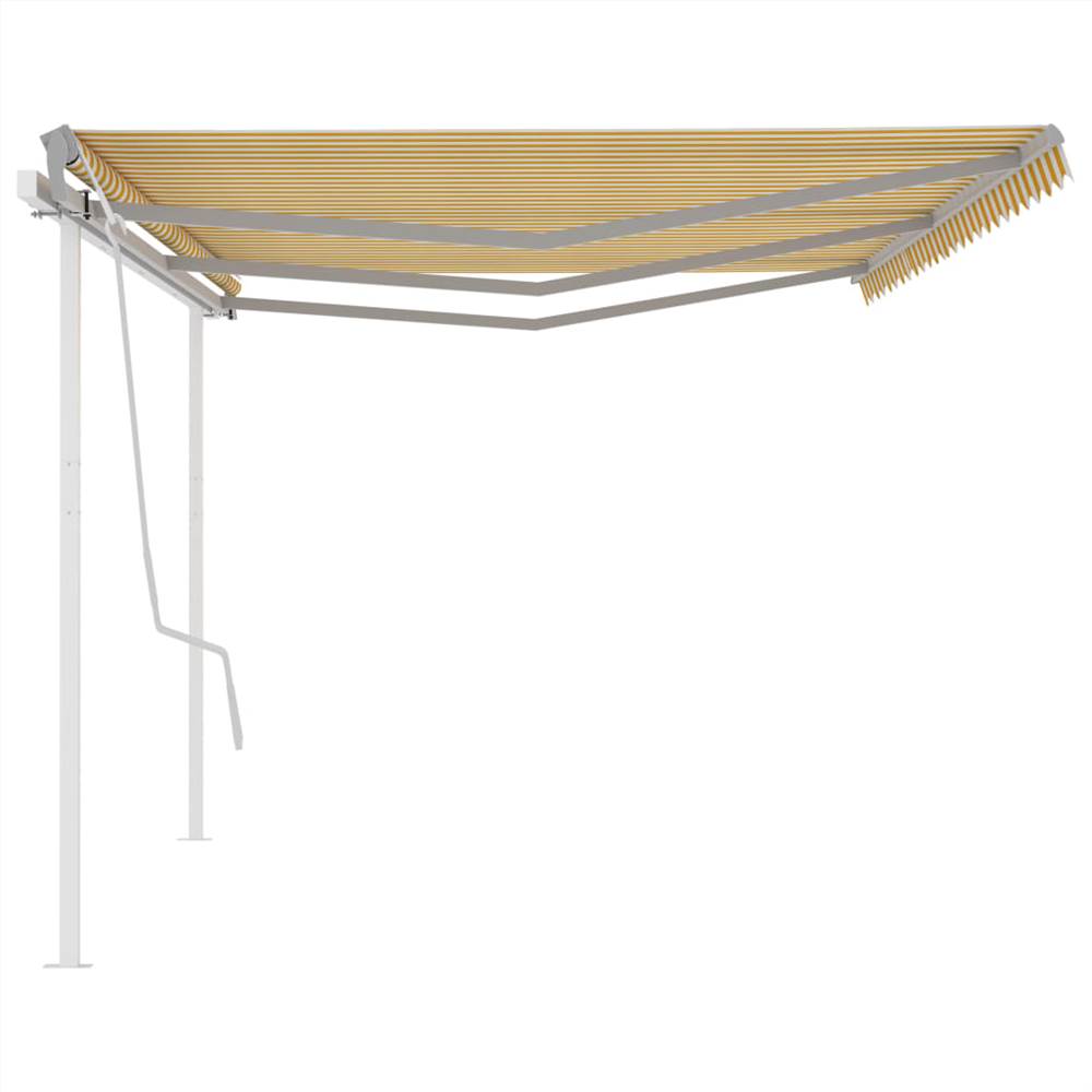Manual Retractable Awning with Posts 6x3.5 m Yellow and White