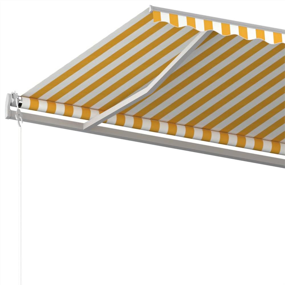 Manual Retractable Awning with Posts 6x3.5 m Yellow and White