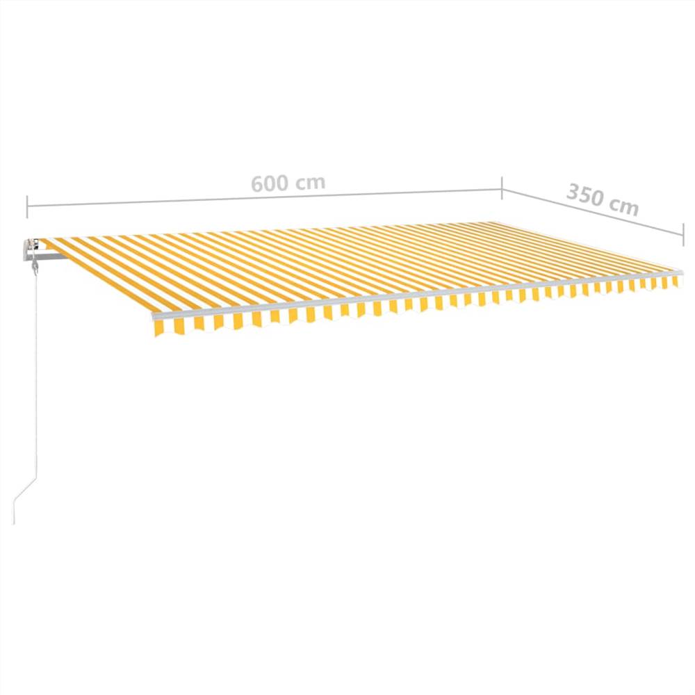 Manual Retractable Awning with Posts 6x3.5 m Yellow and White