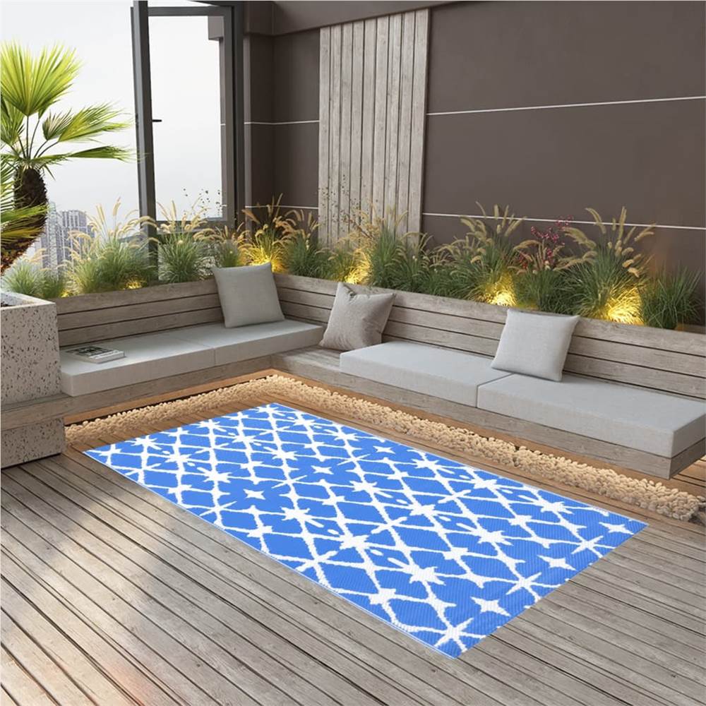 Outdoor Carpet Blue and White 190x290 cm PP