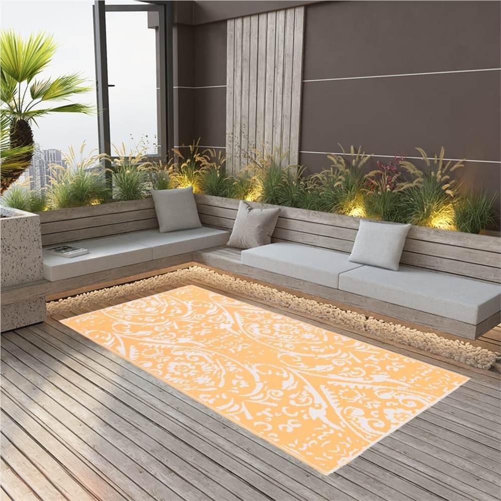 Outdoor Carpet Orange and White 190x290 cm PP