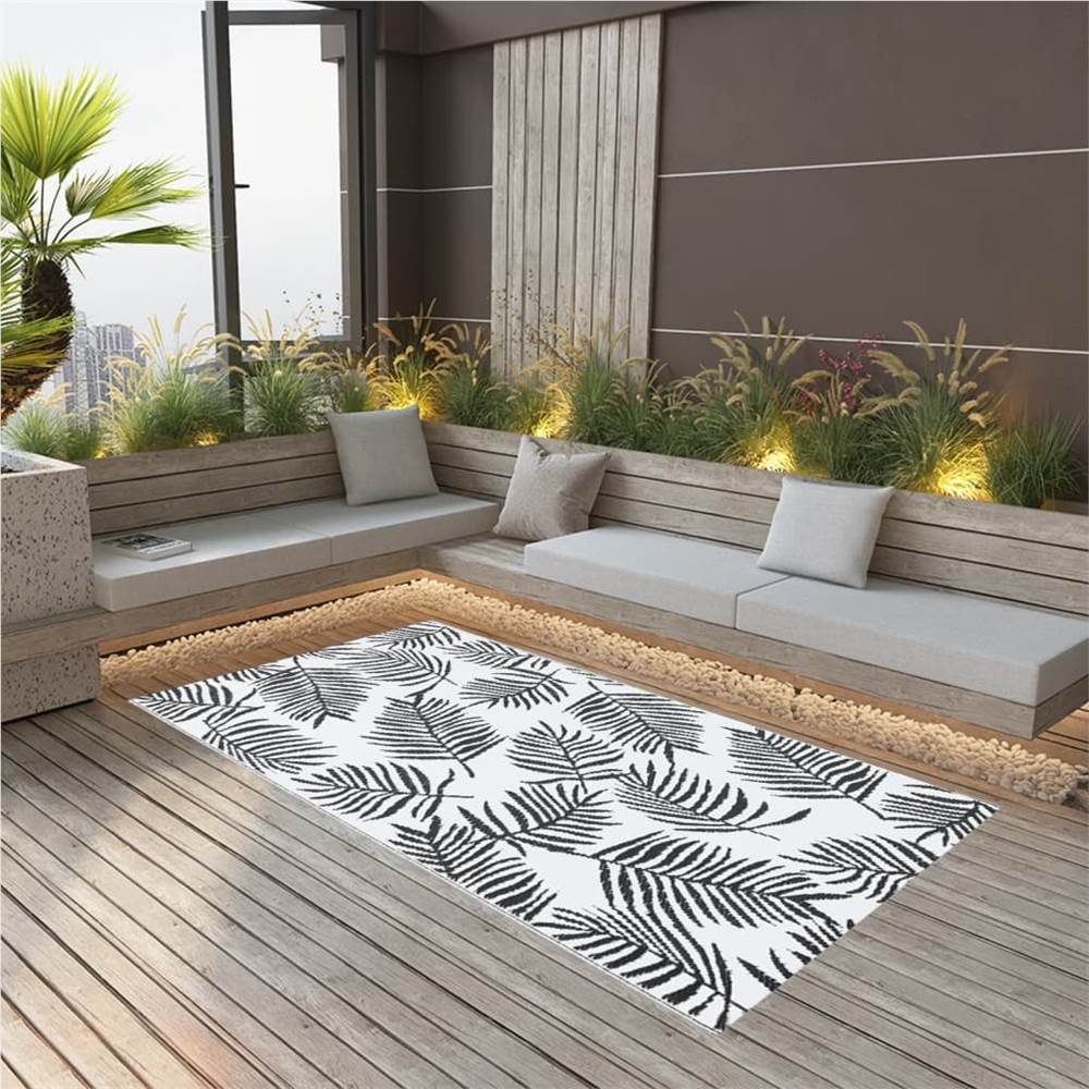 Outdoor Carpet White and Black 190x290 cm PP