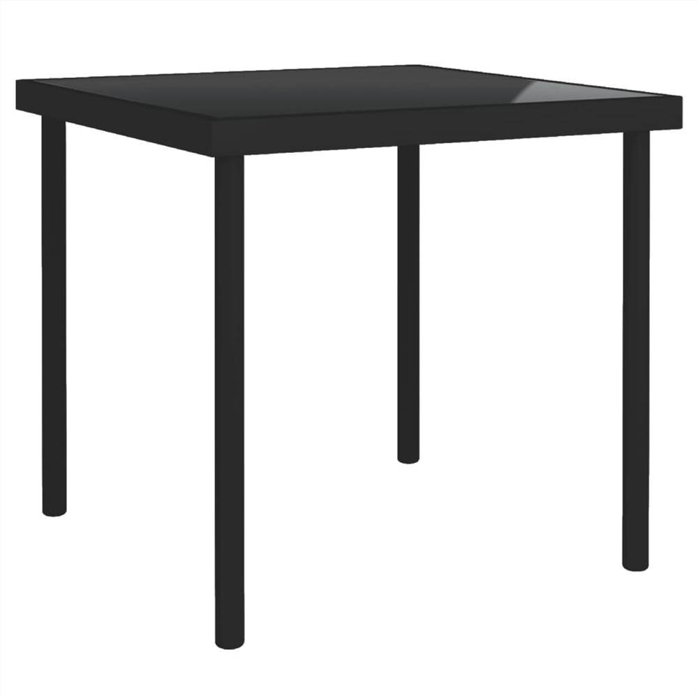 

Outdoor Dining Table Black 80x80x72 cm Glass and Steel