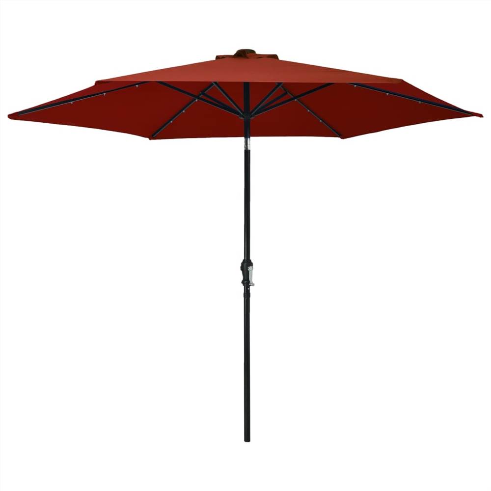 

Outdoor Parasol with LED Lights and Steel Pole 300 cm Terracotta