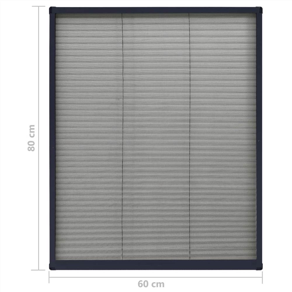 Plisse Insect Screen for Windows Aluminium Anthracite 60x80cm