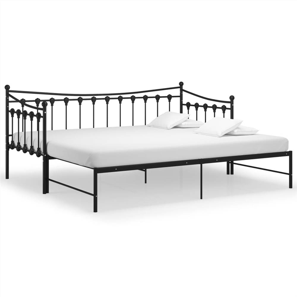 Pullout Sofa Bed Frame Black Metal 90x200 cm