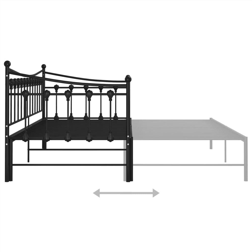 Pull-out Sofa Bed Frame Black Metal 90x200 cm