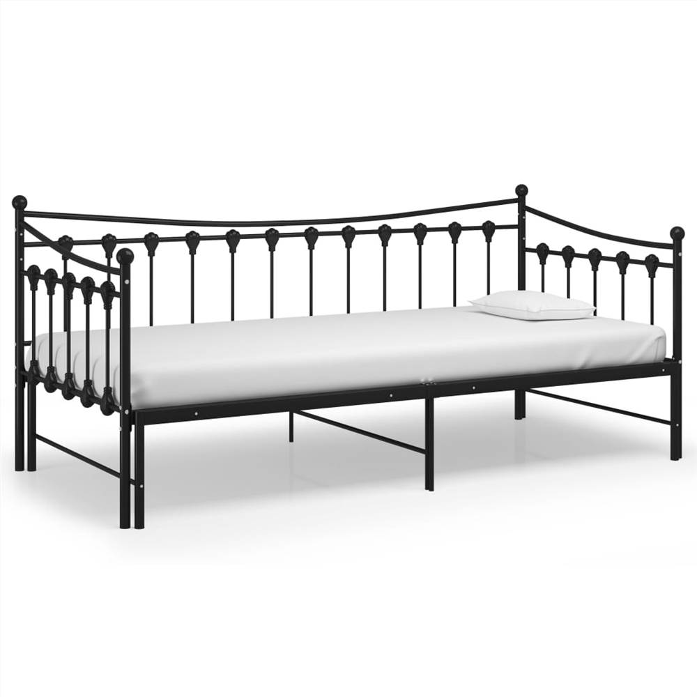 Pullout Sofa Bed Frame Black Metal 90x200 cm