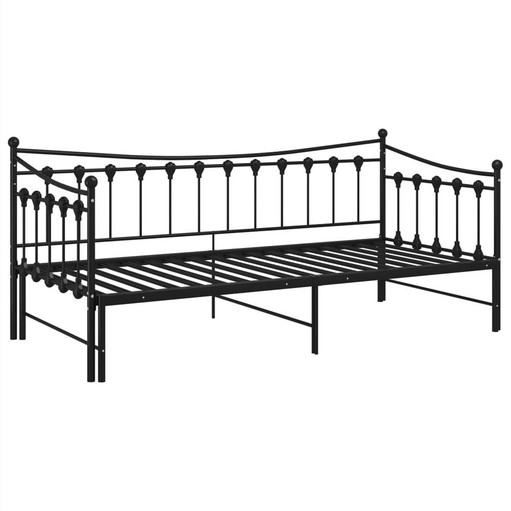 Pull-out Sofa Bed Frame Black Metal 90x200 cm