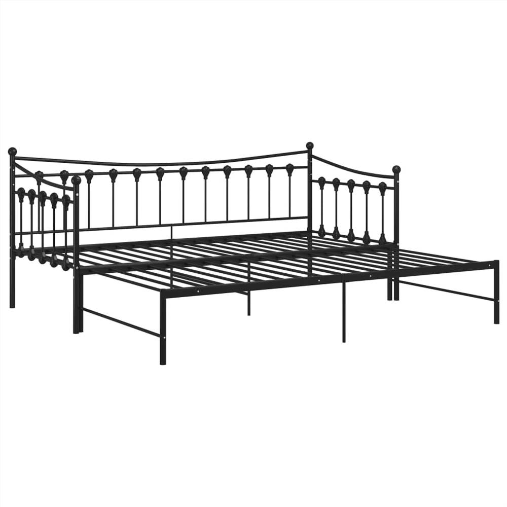 Pull-out Sofa Bed Frame Black Metal 90x200 cm