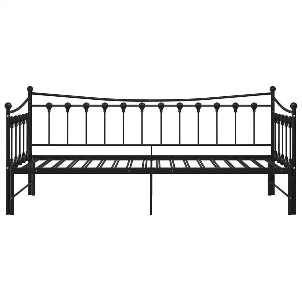 Pullout Sofa Bed Frame Black Metal 90x200 cm