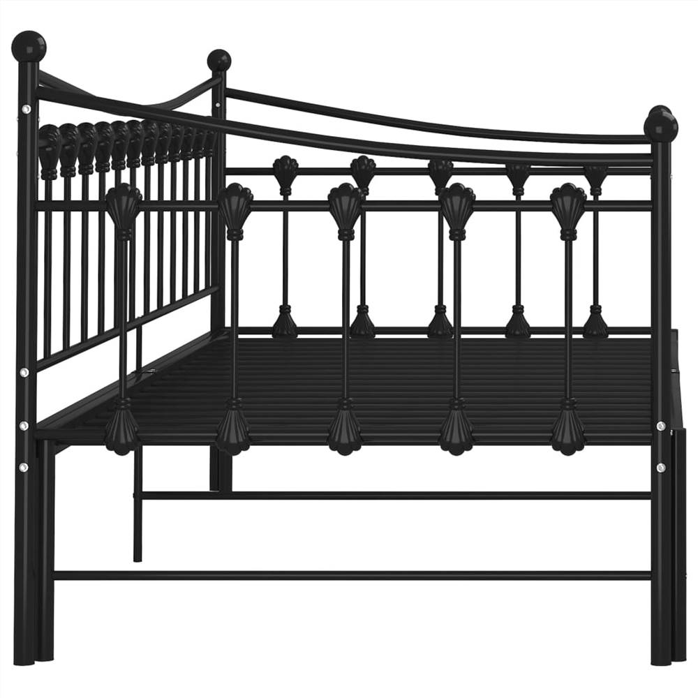 Pull-out Sofa Bed Frame Black Metal 90x200 cm