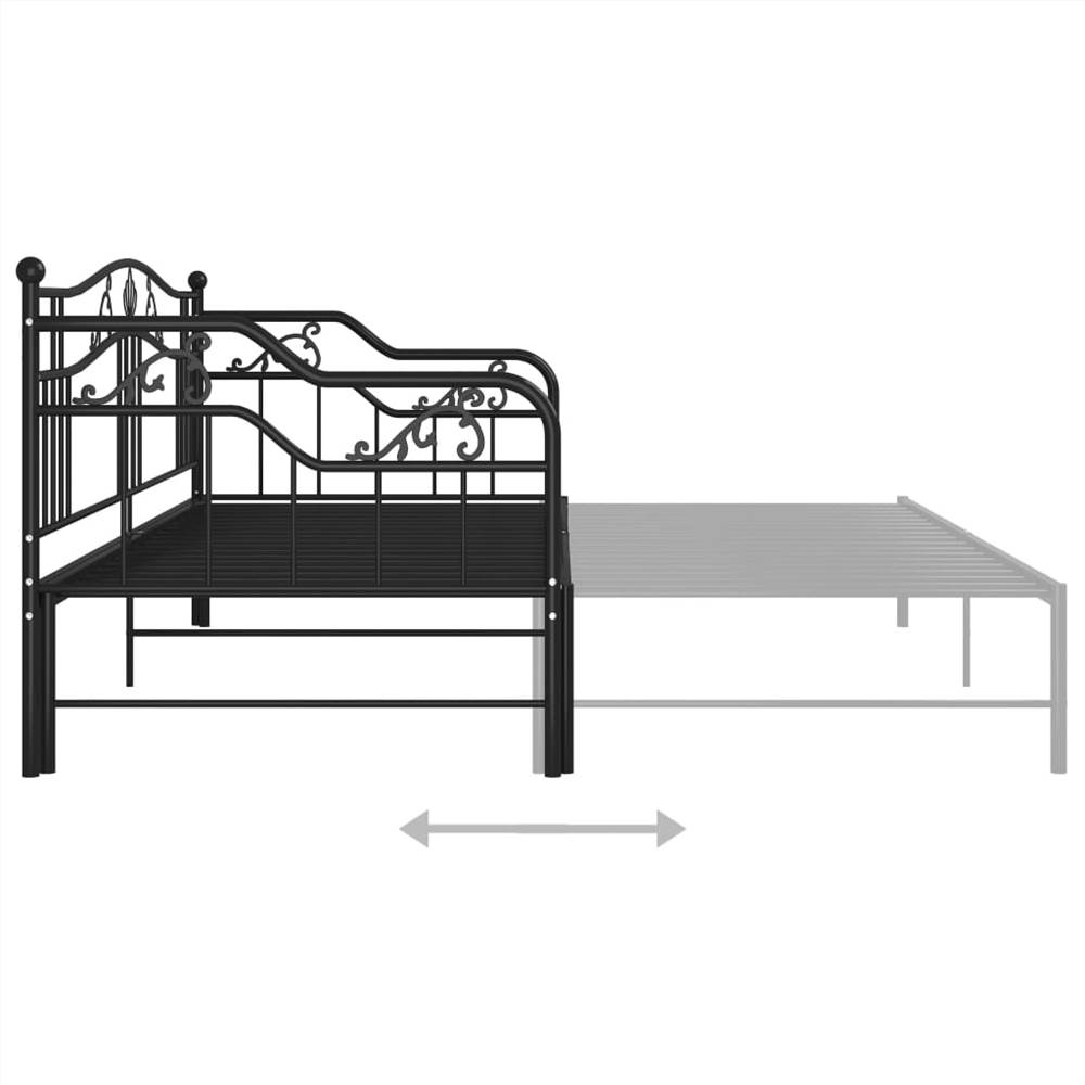 Pullout Sofa Bed Frame Black Metal 90x200 cm