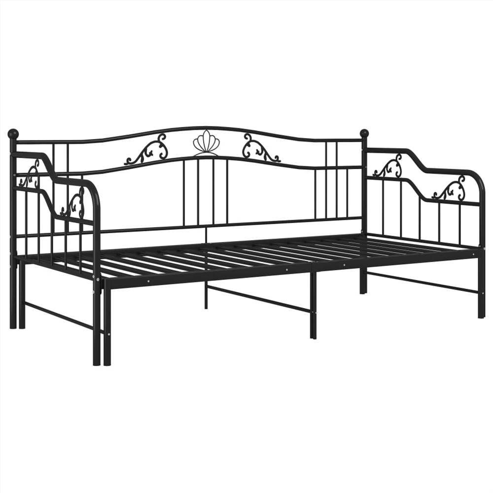 Pullout Sofa Bed Frame Black Metal 90x200 cm