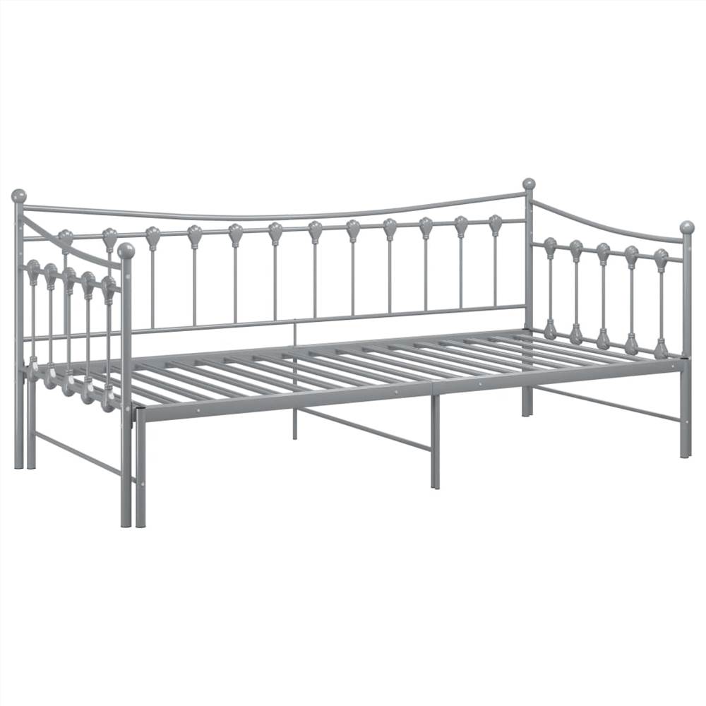 Pull-out Sofa Bed Frame Grey Metal 90x200 cm