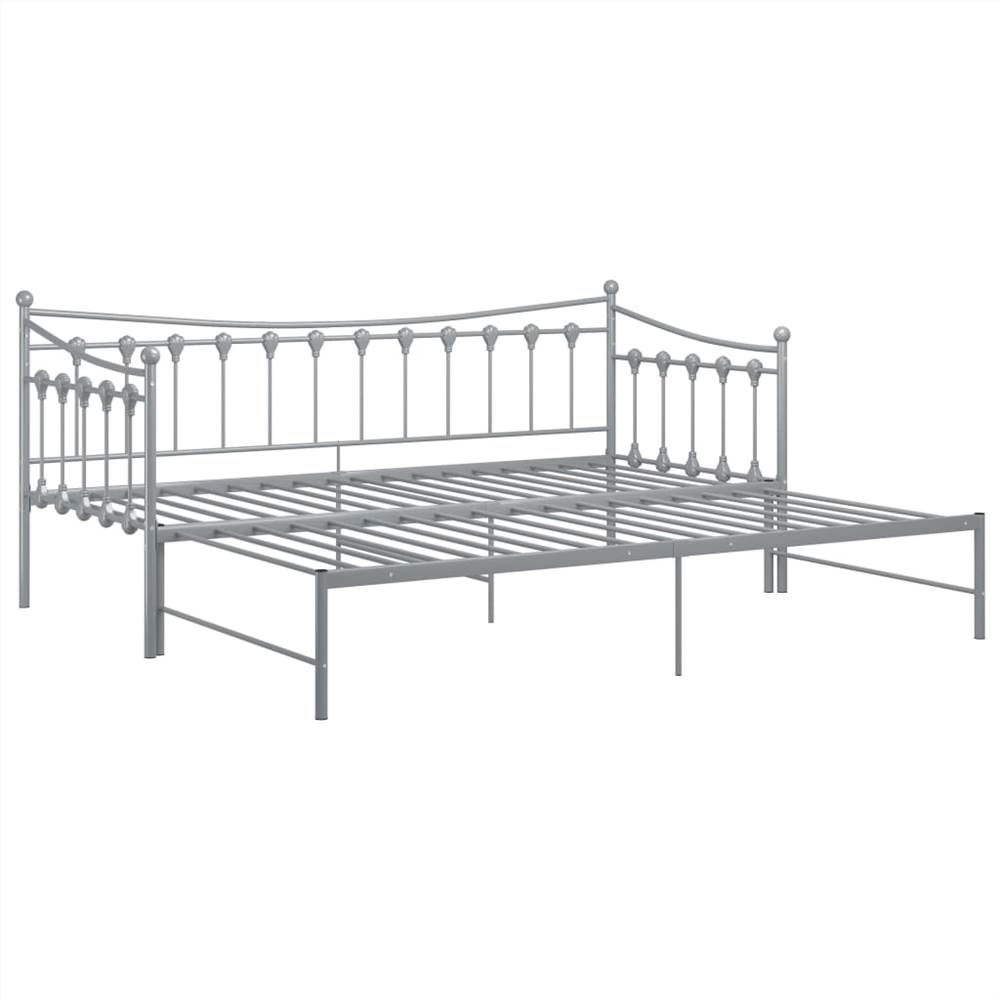 Pull-out Sofa Bed Frame Grey Metal 90x200 cm