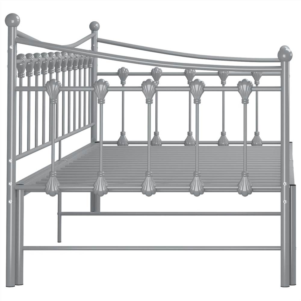 Pull-out Sofa Bed Frame Grey Metal 90x200 cm