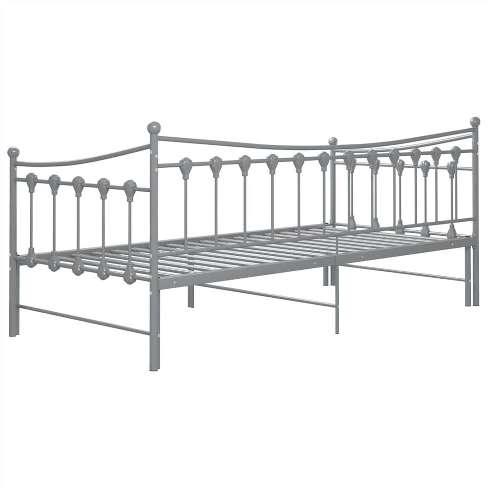 Pull-out Sofa Bed Frame Grey Metal 90x200 cm