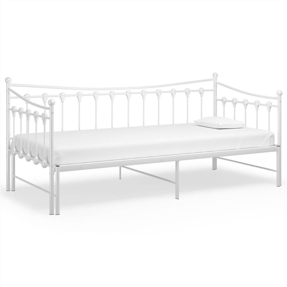 Pullout Sofa Bed Frame White Metal 90x200 cm