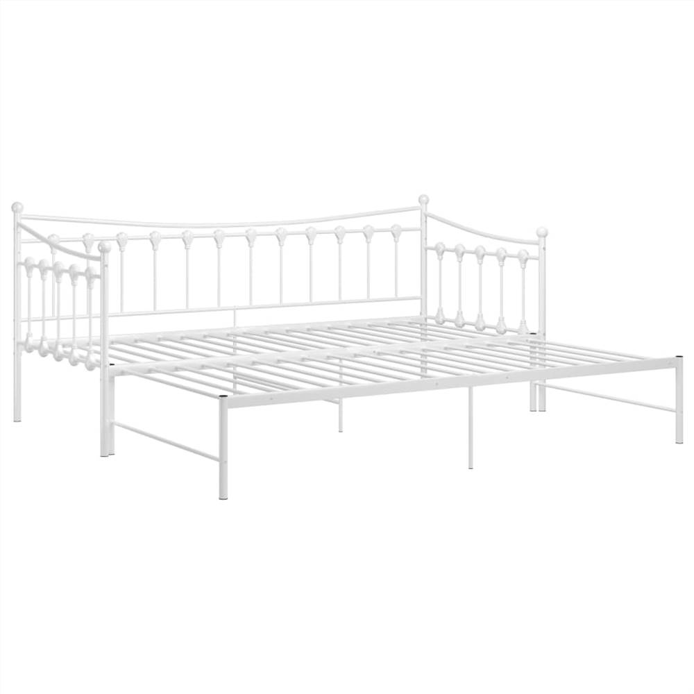 Pullout Sofa Bed Frame White Metal 90x200 cm