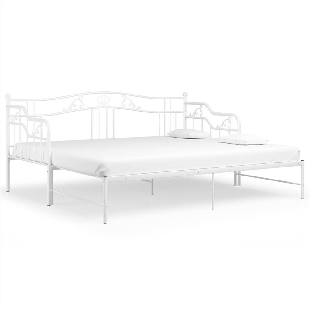 Pullout Sofa Bed Frame White Metal 90x200 cm