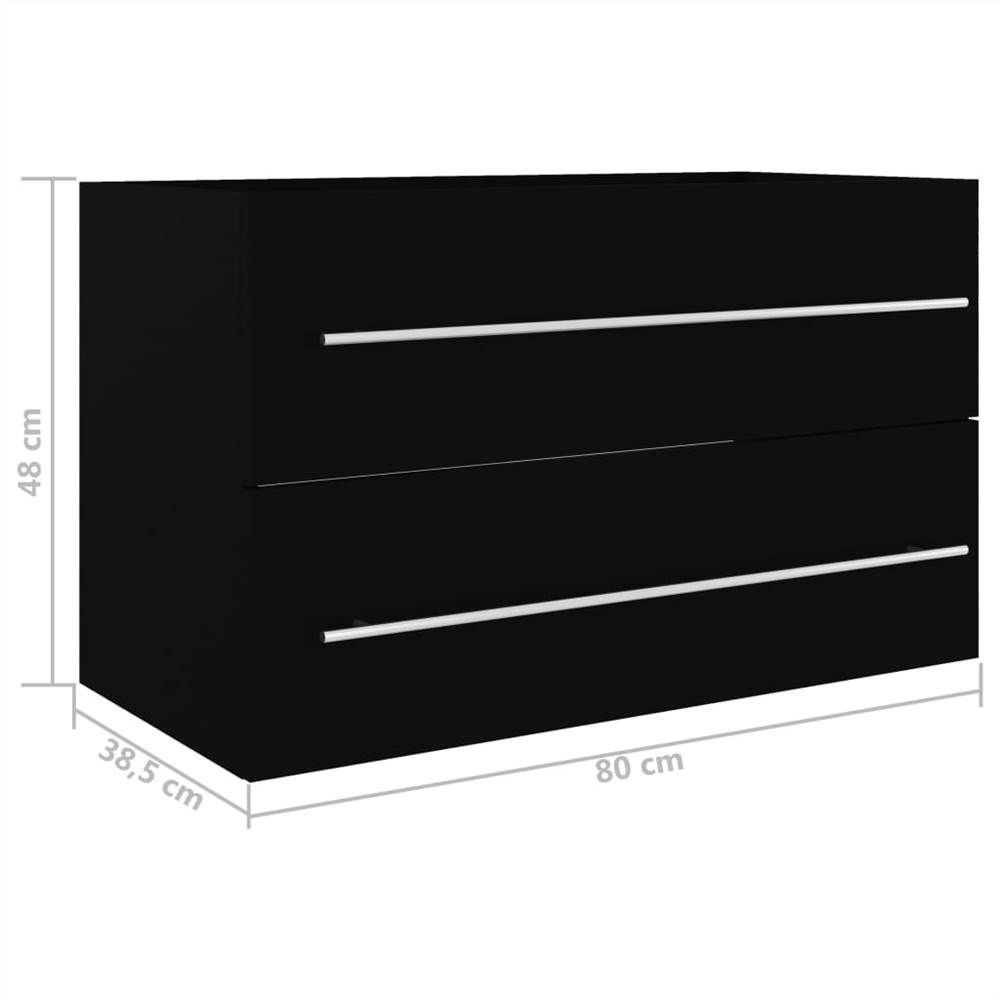 Sink Cabinet Black 80x38.5x48 cm Chipboard