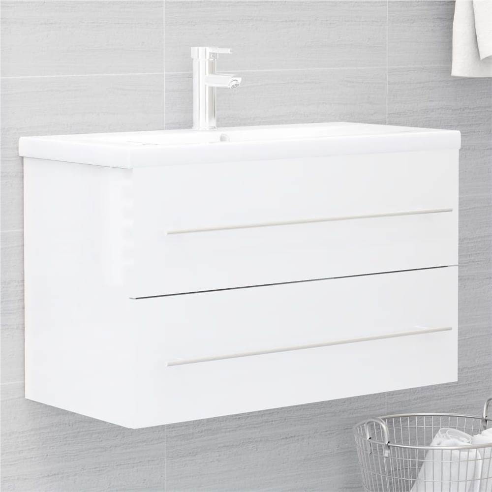 

Sink Cabinet High Gloss White 80x38.5x48 cm Chipboard