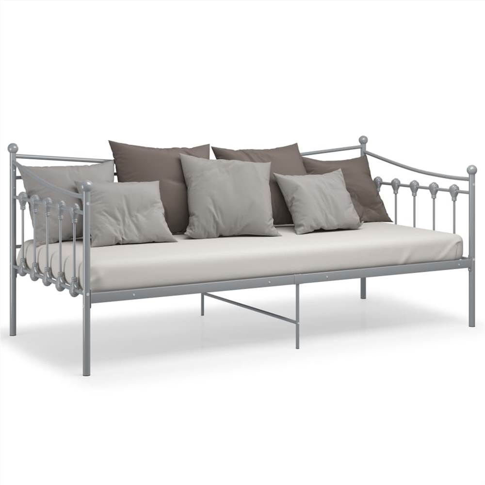 Sofa Bed Frame Grey Metal 90x200 cm