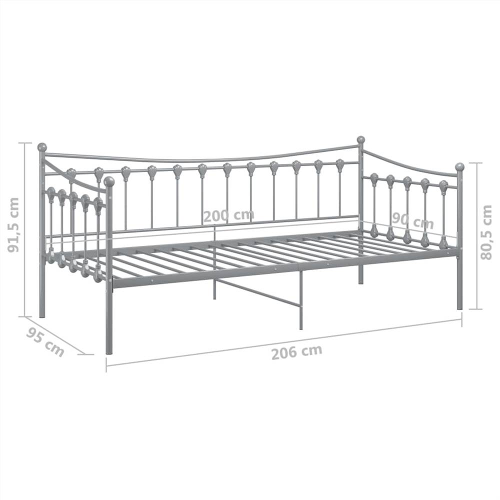 Sofa Bed Frame Grey Metal 90x200 cm