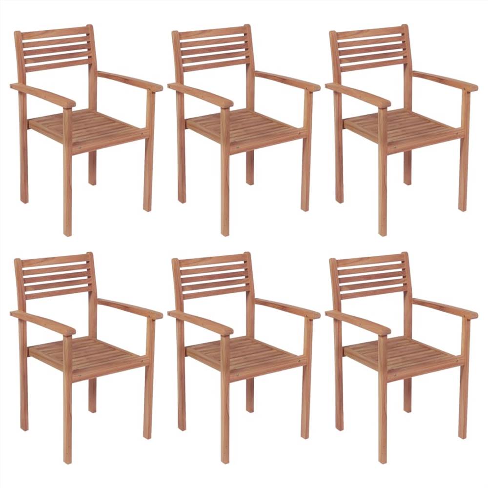 

Stackable Garden Chairs 6 pcs Solid Teak Wood