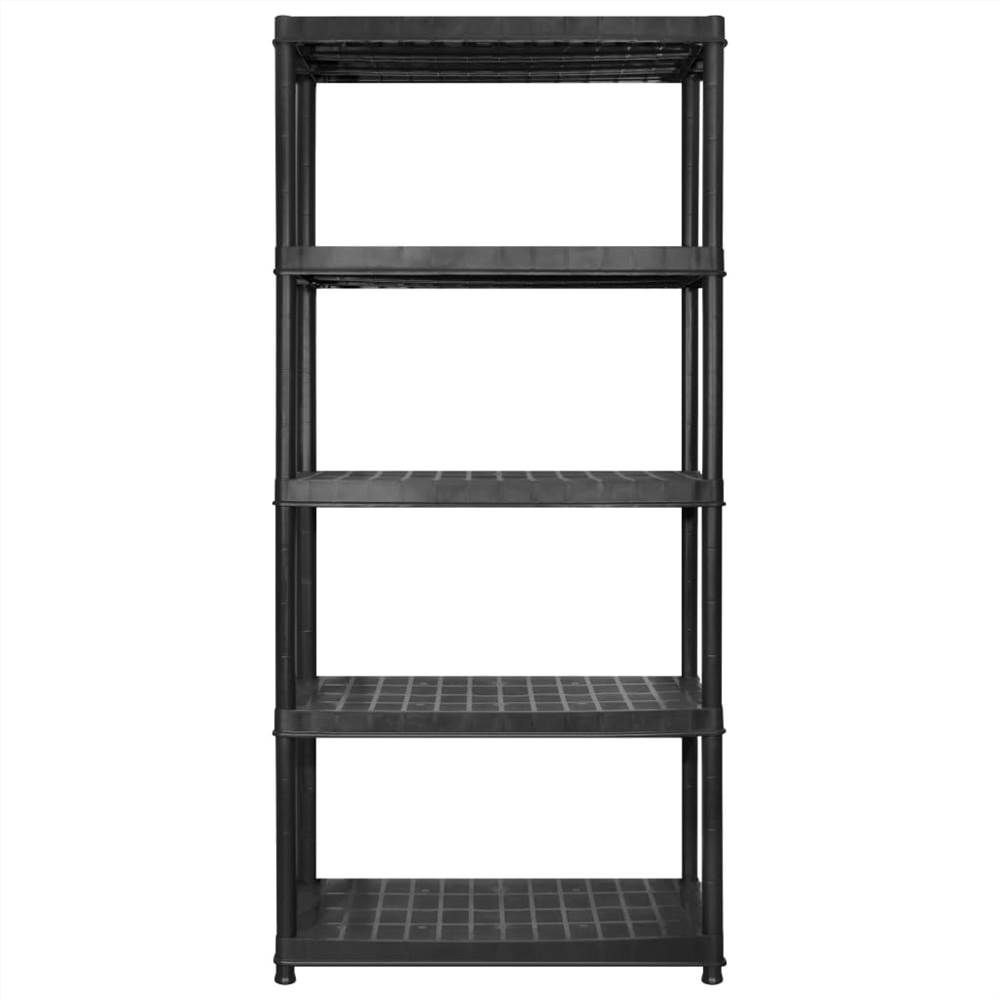 Storage Shelf 5-Tier Black 340x40x185 cm Plastic