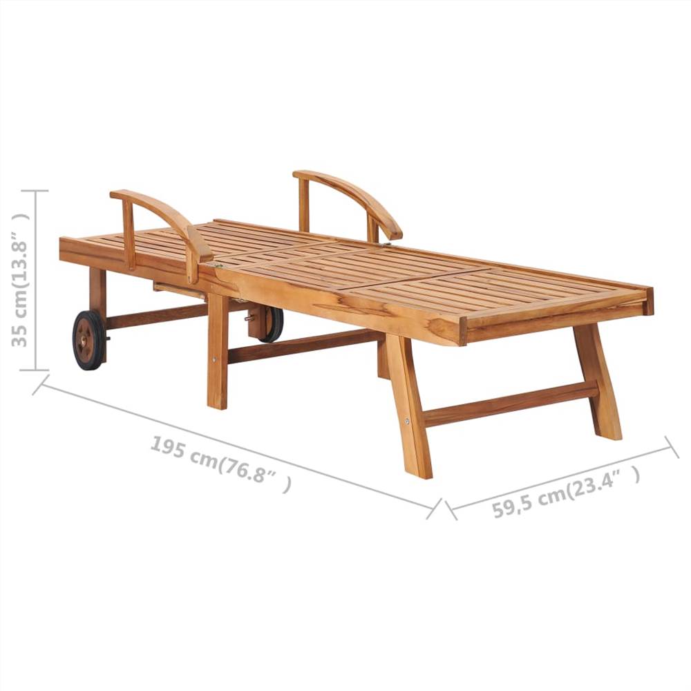 Sun Loungers 2 pcs Solid Teak Wood