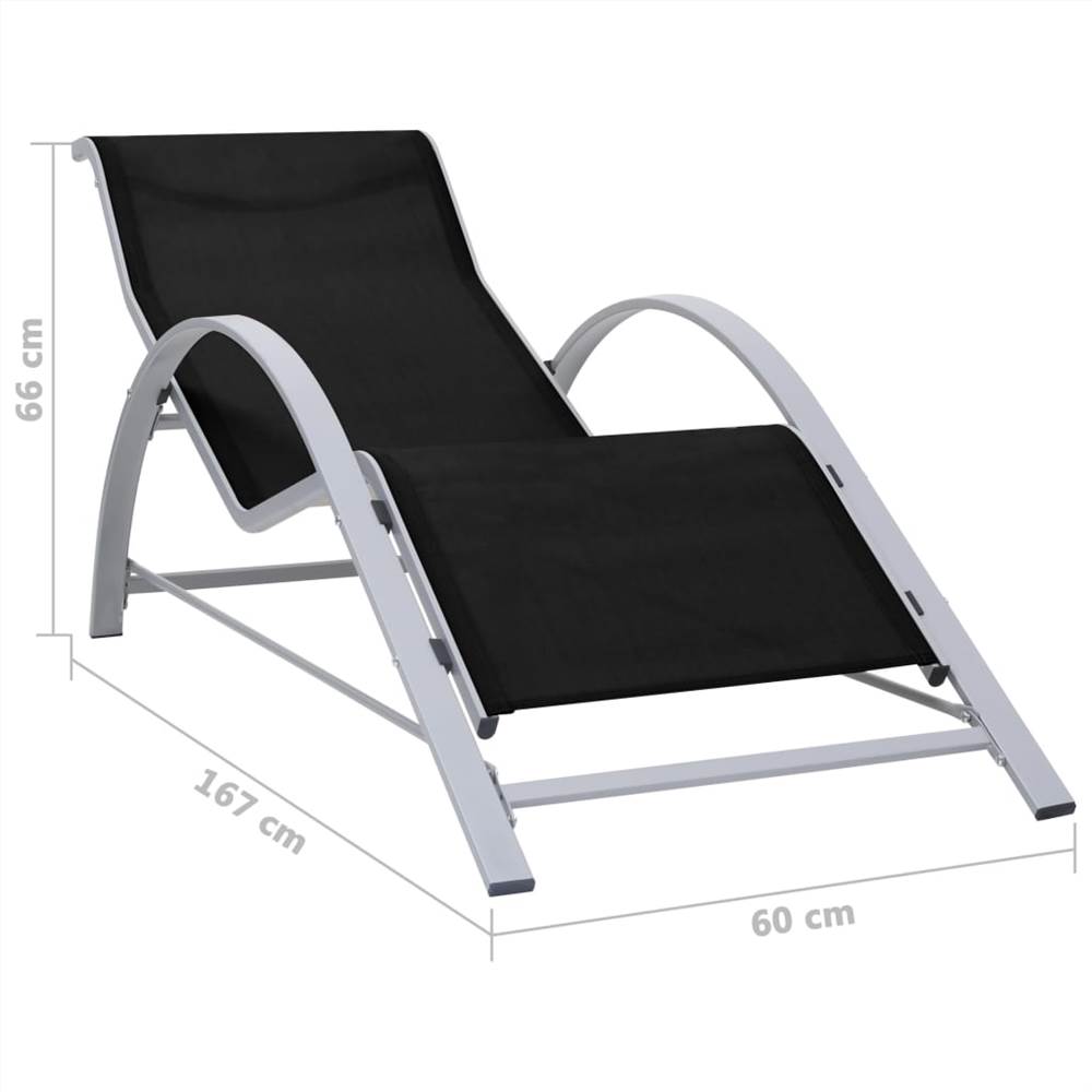 Sun Loungers 2 pcs with Table Aluminium Black