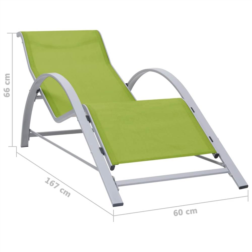 Sun Loungers 2 pcs with Table Aluminium Green