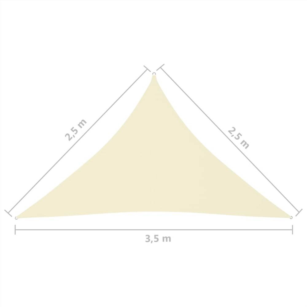 Sunshade Sail Oxford Fabric Triangular 2.5x2.5x3.5 m Cream