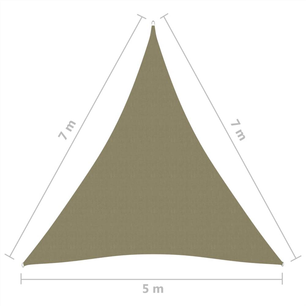 Sunshade Sail Oxford Fabric Triangular 5x7x7 m Beige