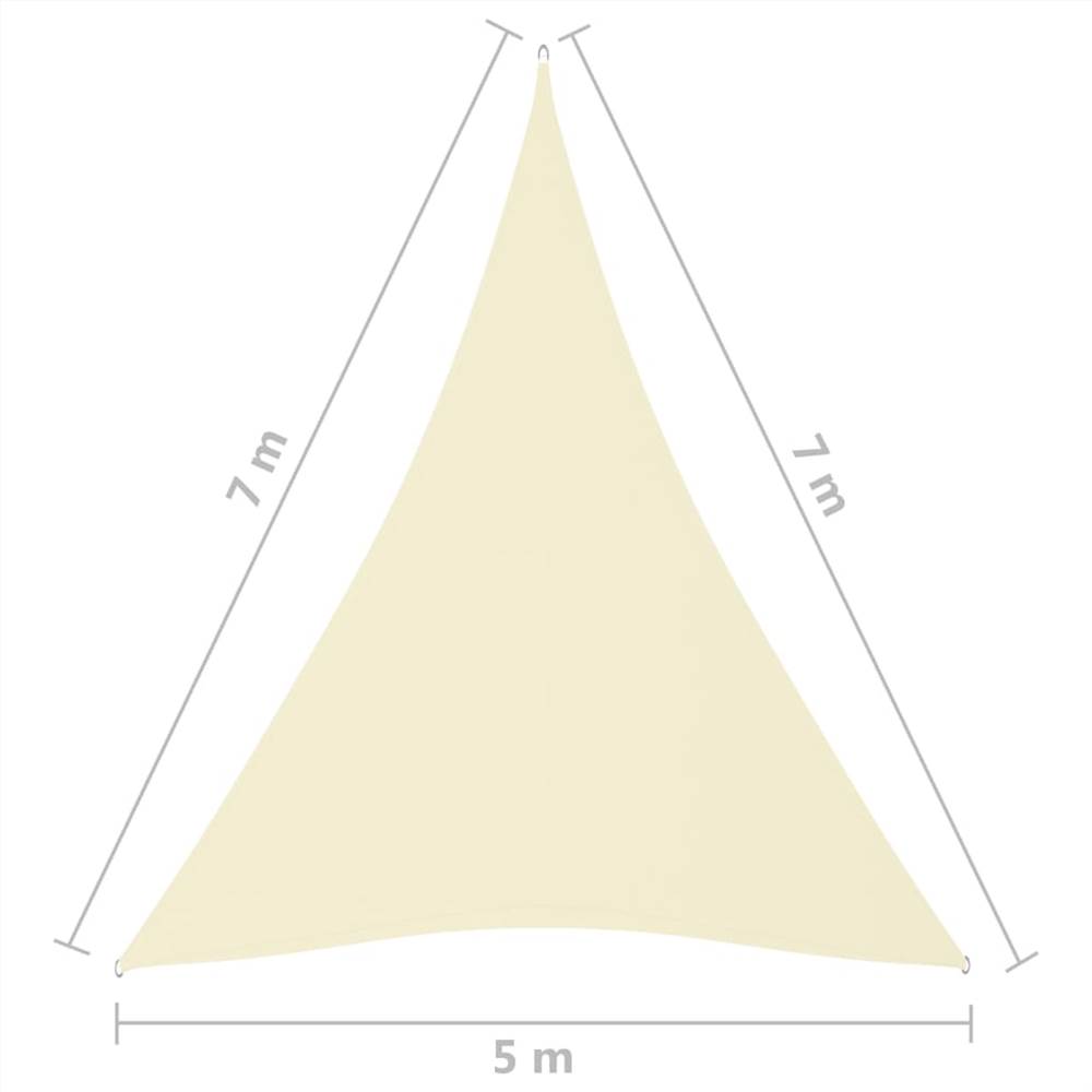 Sunshade Sail Oxford Fabric Triangular 5x7x7 m Cream