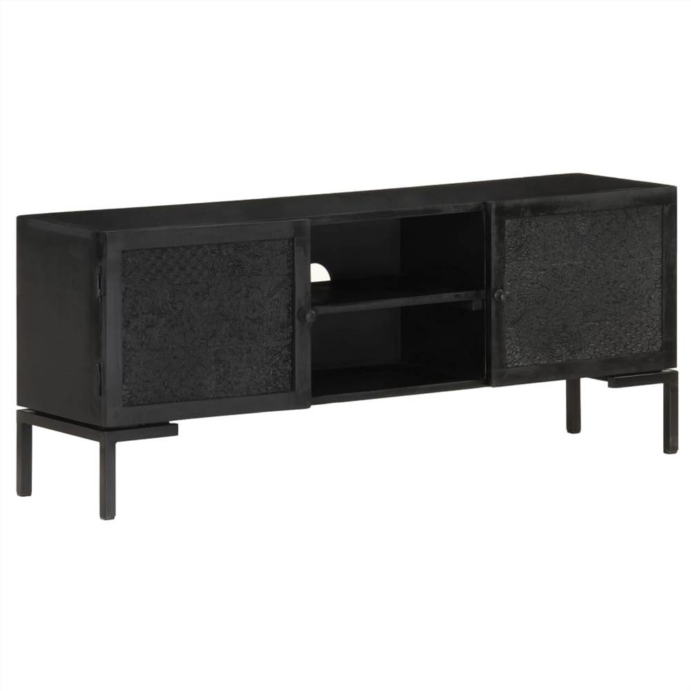 

TV Cabinet Black 115x30x46 cm Solid Mango Wood