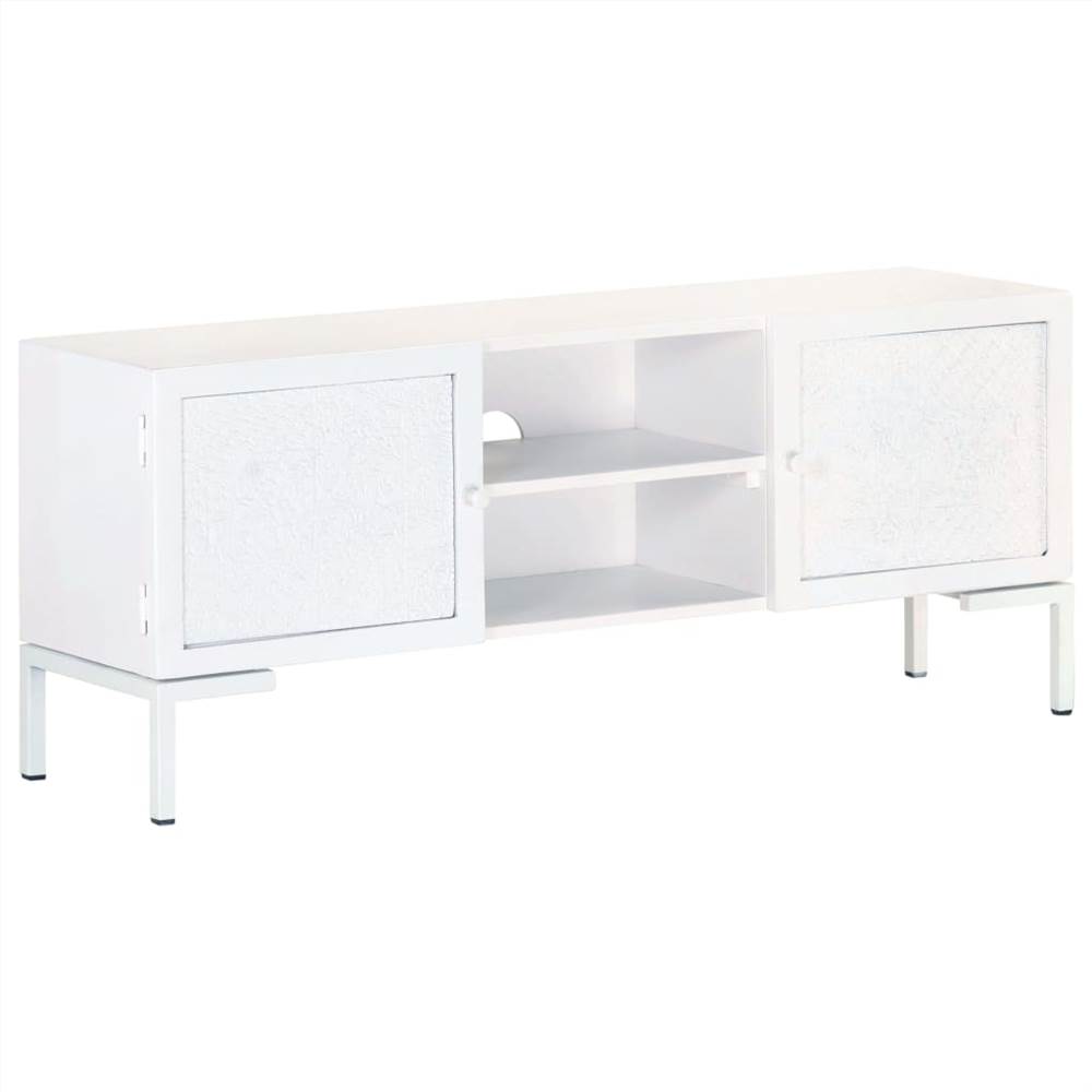 

TV Cabinet White 115x30x46 cm Solid Mango Wood